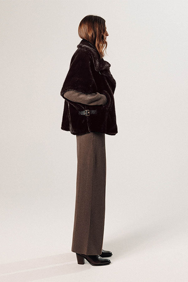 BROWN FAUX FUR CAPE