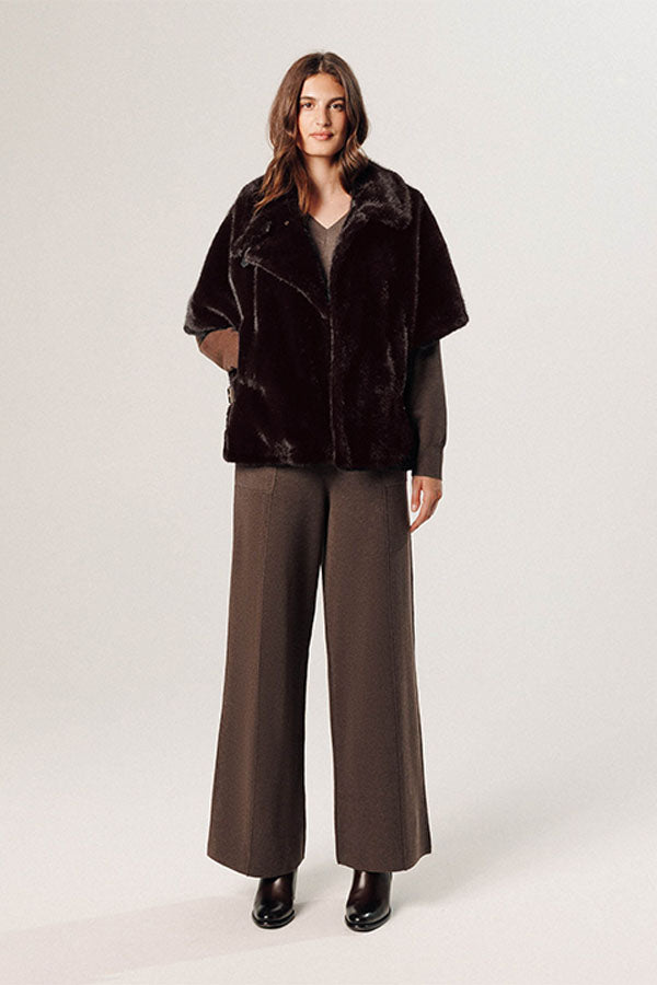 BROWN FAUX FUR CAPE