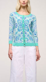 CROSTONE TURQUOISE PAISLEY CARDIGAN