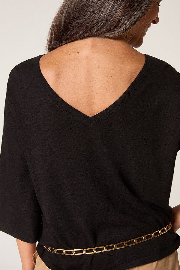 BLACK SHORT-SLEEVE PULLOVER