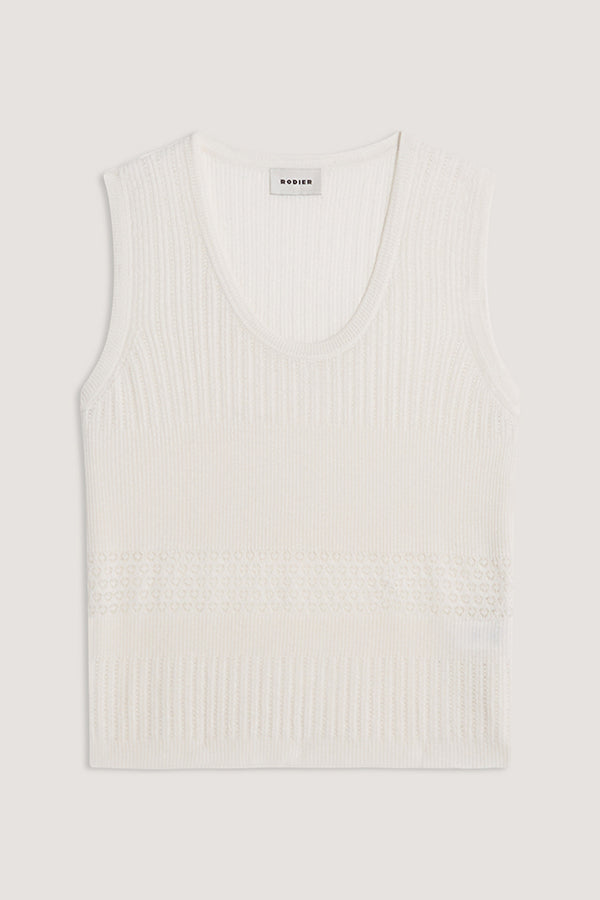 ECRU OPENWORK TANK TOP