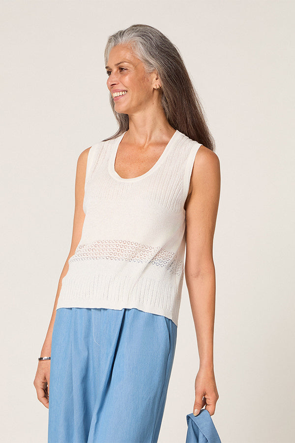 ECRU OPENWORK TANK TOP
