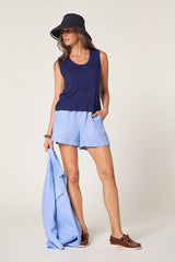 NAVY OPENWORK TANK TOP