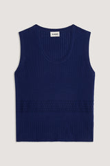 NAVY OPENWORK TANK TOP
