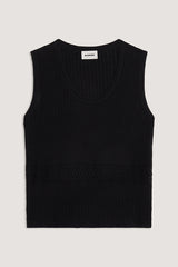 BLACK OPENWORK TANK TOP
