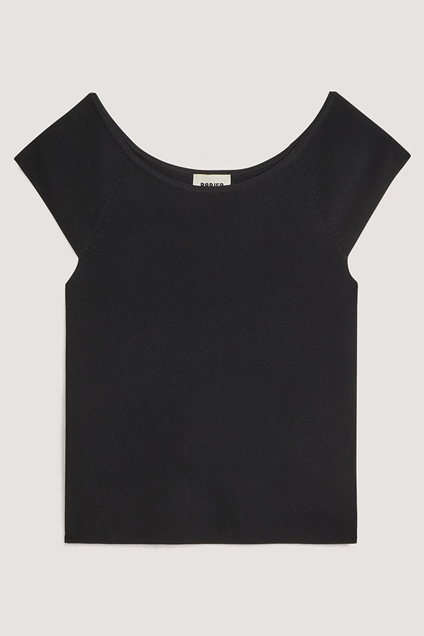 BLACK BOATNECK TOP