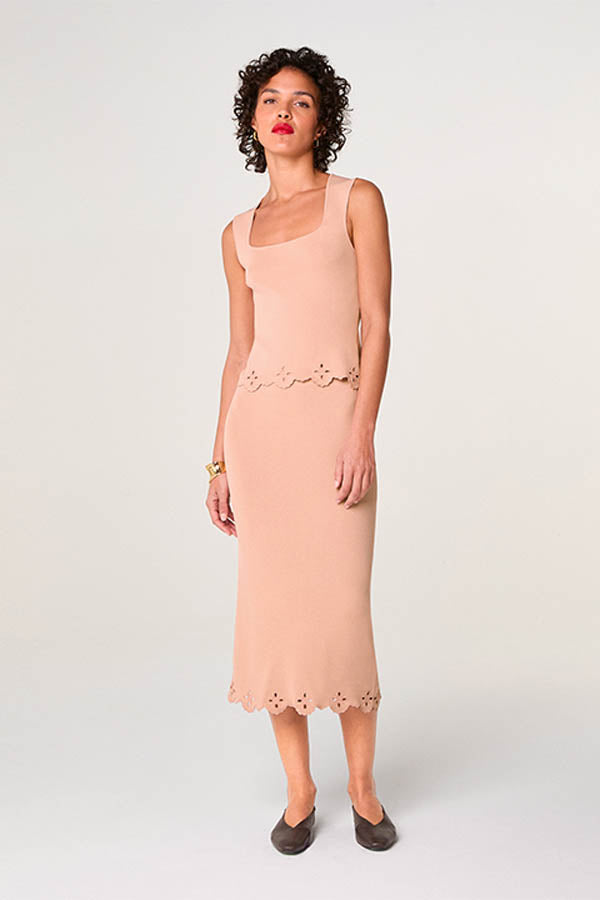 POWDER PINK EMBROIDERED TANK TOP