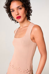 POWDER PINK EMBROIDERED TANK TOP