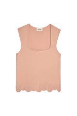 POWDER PINK EMBROIDERED TANK TOP