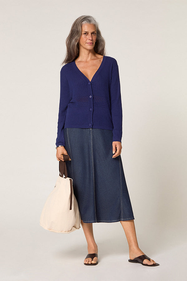 NAVY OPENWORK CARDIGAN