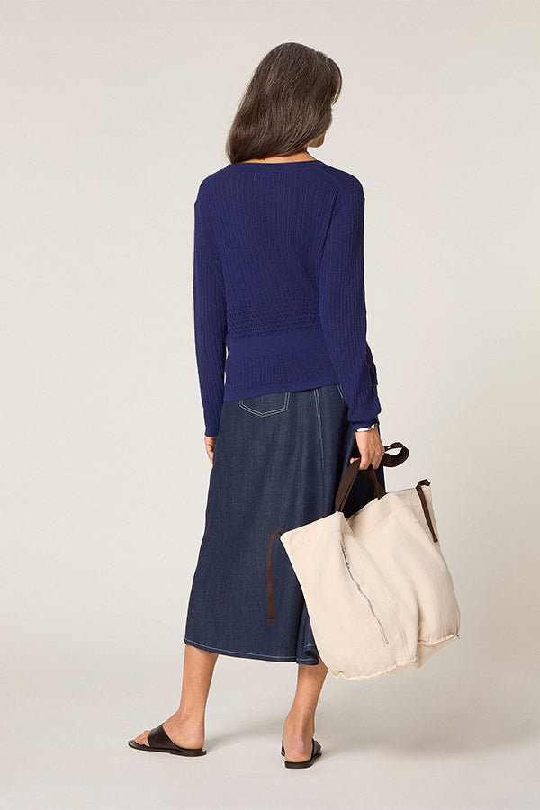 NAVY OPENWORK CARDIGAN