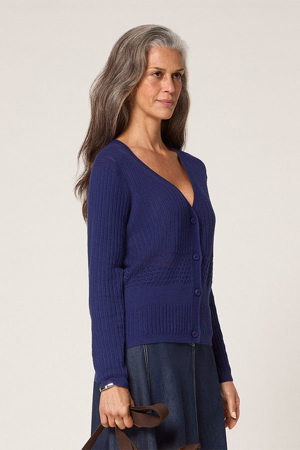 NAVY OPENWORK CARDIGAN