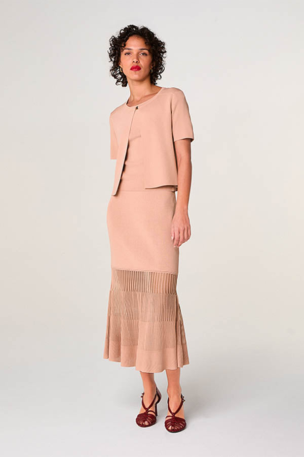 POWDER PINK SHORT-SLEEVE CARDIGAN