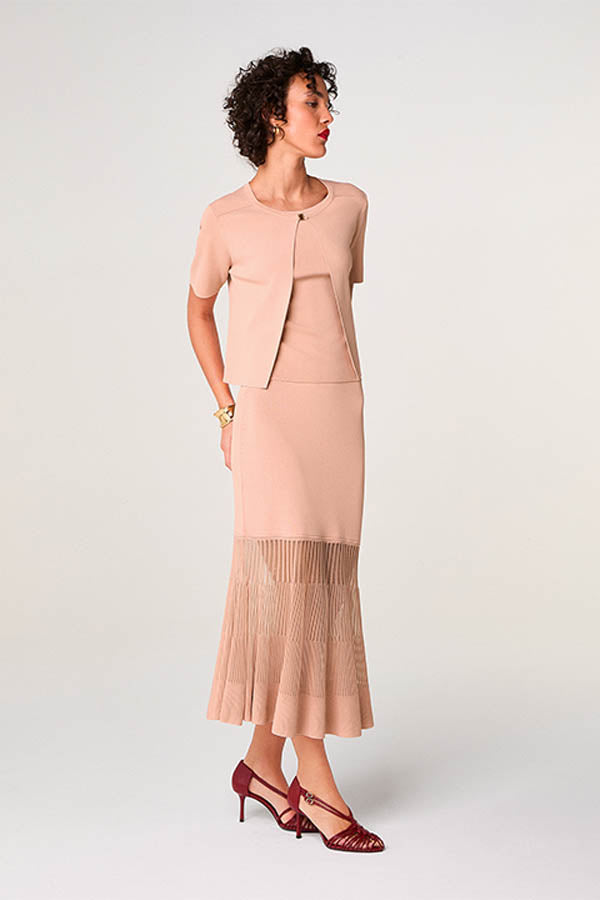 POWDER PINK SHORT-SLEEVE CARDIGAN