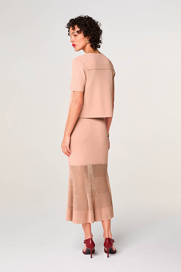 POWDER PINK SHORT-SLEEVE CARDIGAN