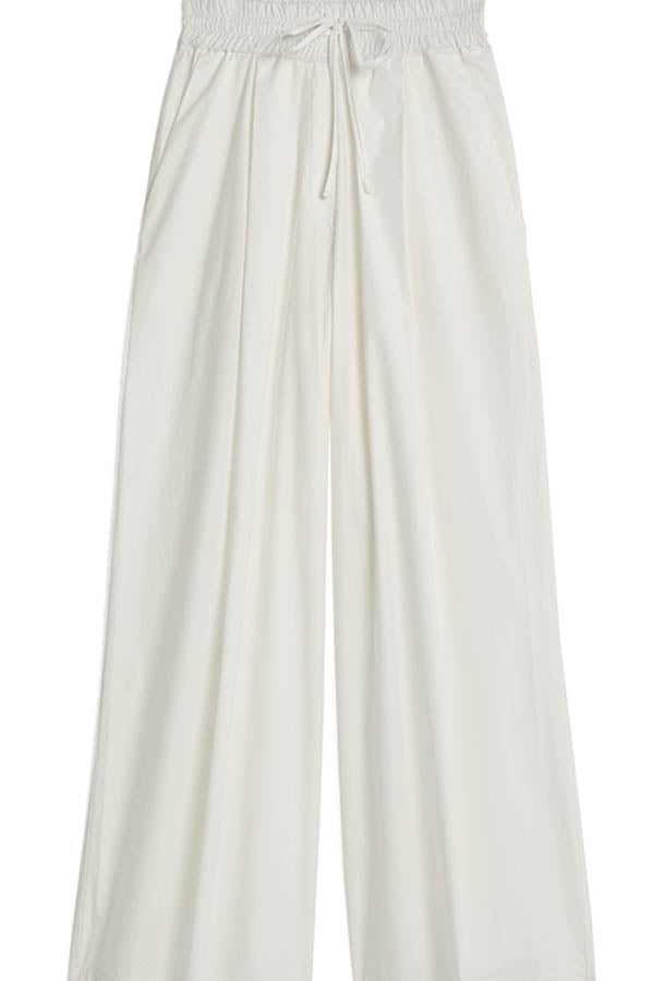 WHITE WIDE COTTON TROUSERS