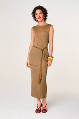 MOCHA BROWN LUREX MESH TOP