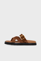 JEANS SUEDE NOTCHED SOLE SANDALS