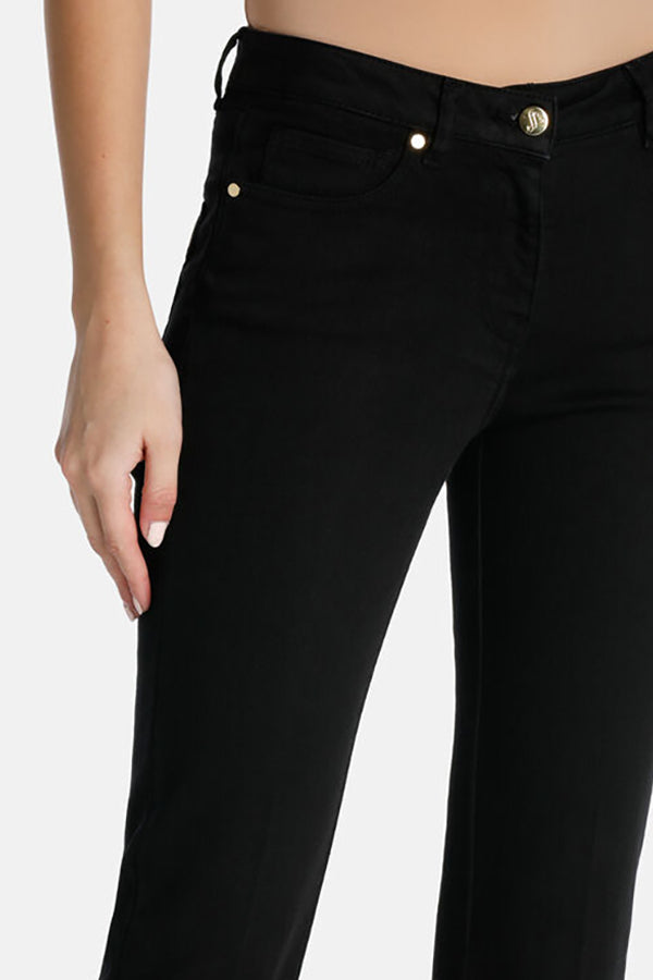 ACCADIA BLACK FLARED CROPPED TROUSERS