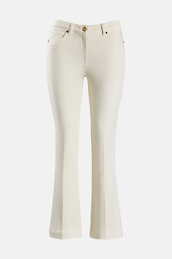 ACCADIA IVORY FLARED CROPPED TROUSERS