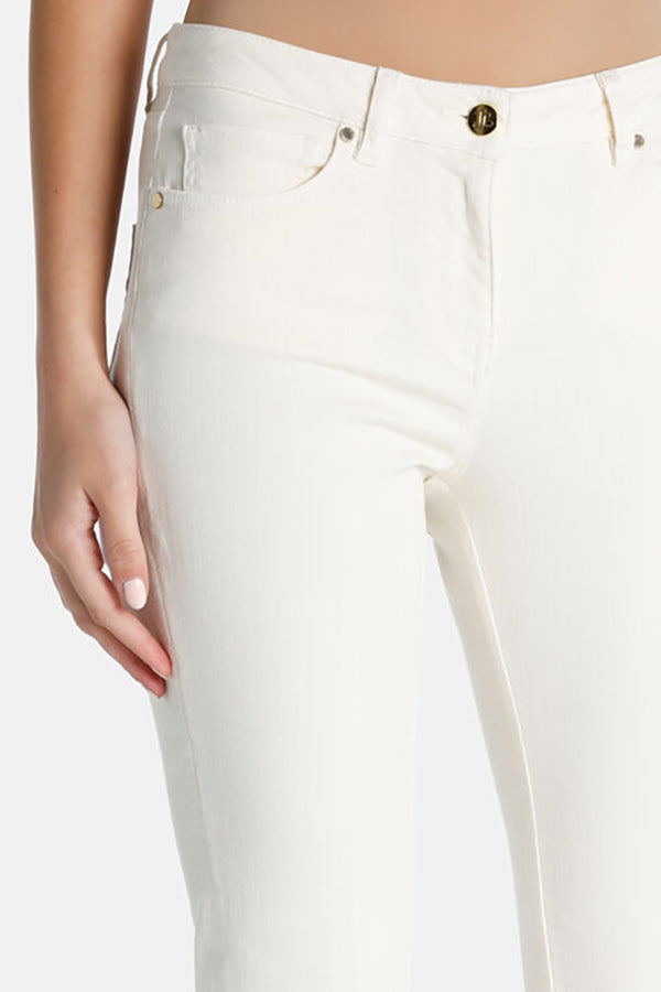 ACCADIA IVORY FLARED CROPPED TROUSERS