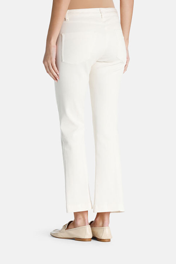 ACCADIA IVORY FLARED CROPPED TROUSERS