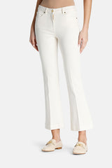 ACCADIA IVORY FLARED CROPPED TROUSERS