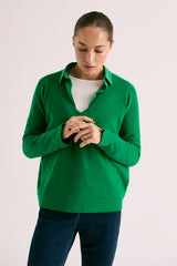 ALOLITE GREEN V-NECK CASHMERE SWEATER