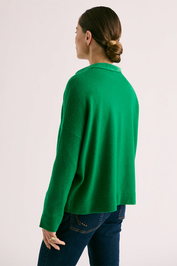 ALOLITE GREEN V-NECK CASHMERE SWEATER