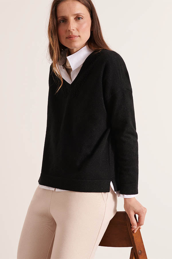 ALYSSUM12 BLACK WOOL CASHMERE SWEATER