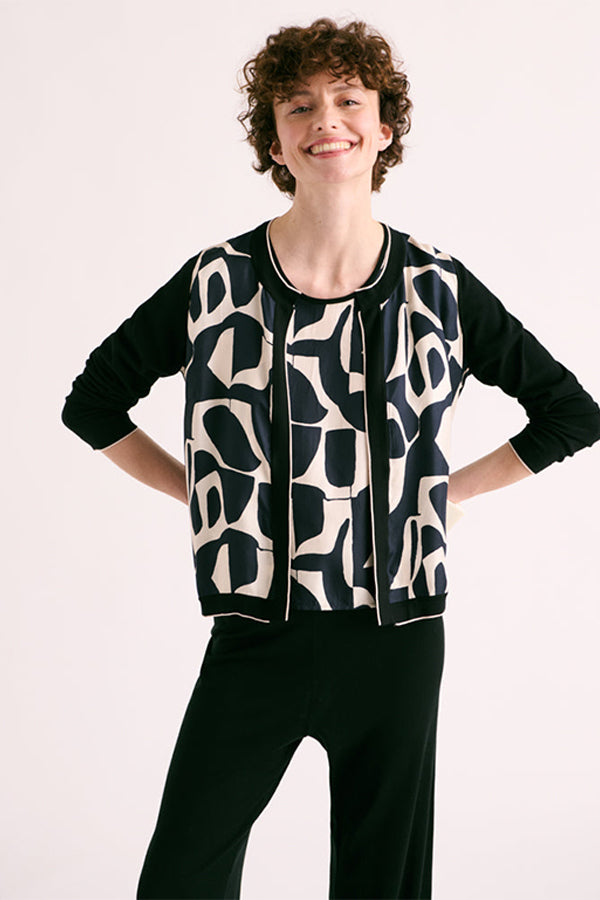 ANGUIN SILK TWILL PRINTED KNITTED SWEATER