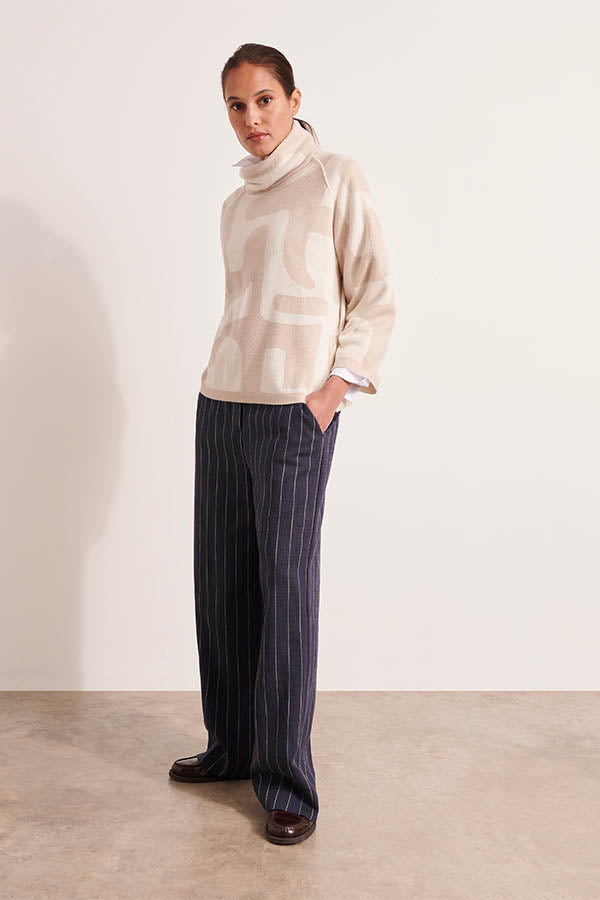 ARALIA MERINO WOOL CASHMERE JACQUARD KNIT SWEATER