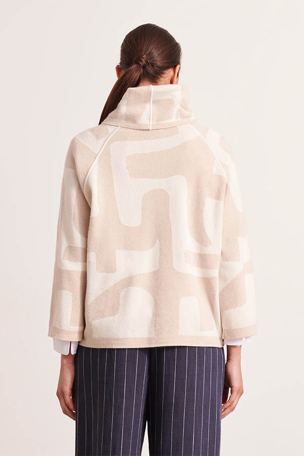 ARALIA MERINO WOOL CASHMERE JACQUARD KNIT SWEATER