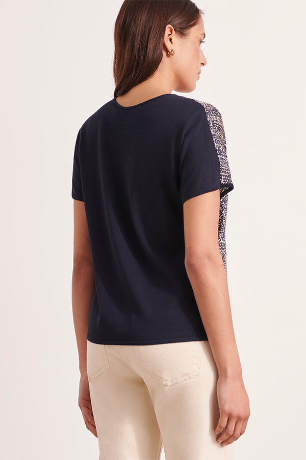 ARDOISE KIMONO SLEEVES TWO-MATERIAL PRINTED SWEATER