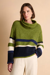 ARIANA OLIVE NAVY HORIZON SWEATER