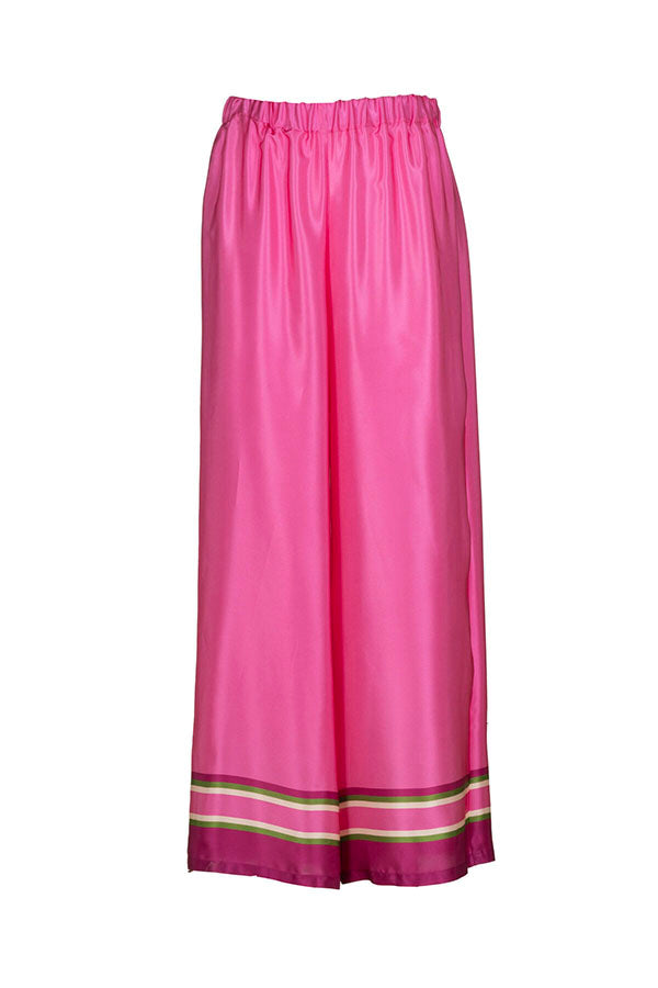 ATELIER FUSCHIA PRINTED SILK TROUSERS