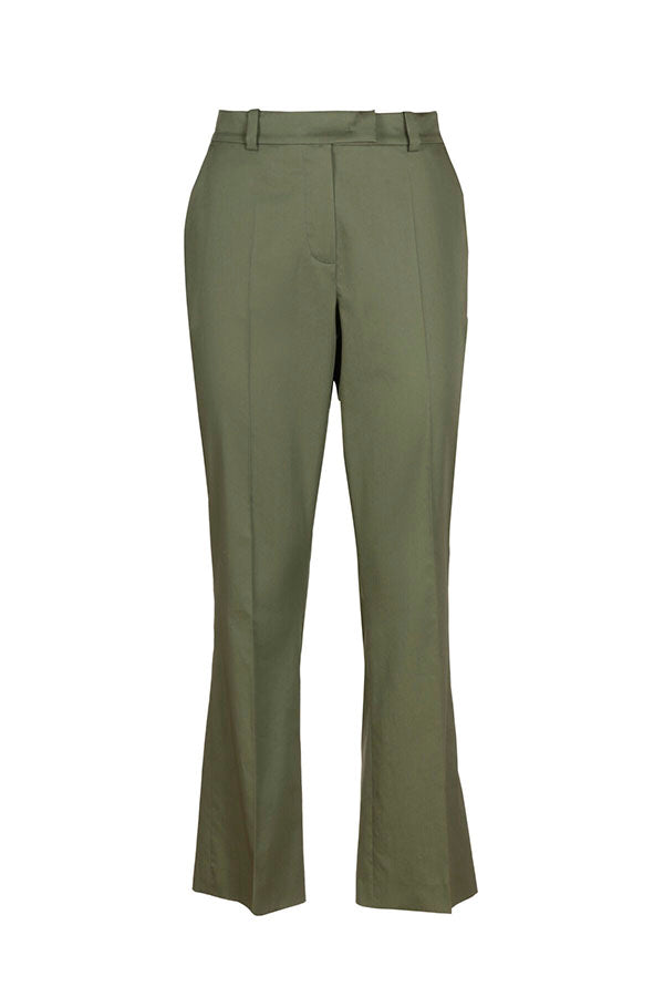 ATTIGUO KHAKI FLARED COTTON TROUSERS