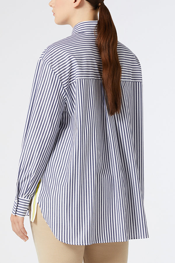 ATTUALE WHITE BLUE STRIPED COTTON SHIRT