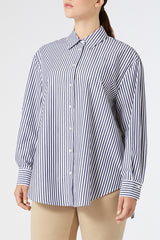 ATTUALE WHITE BLUE STRIPED COTTON SHIRT