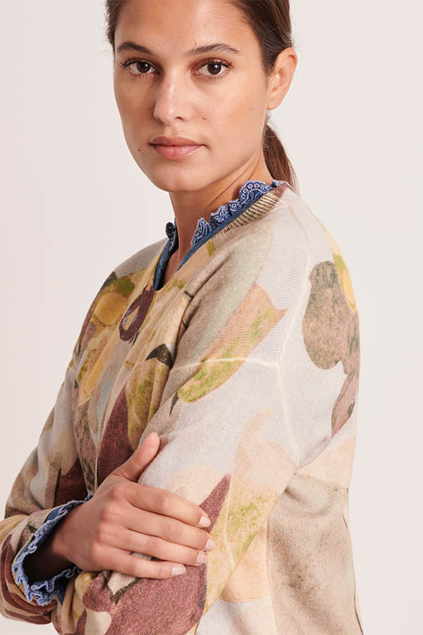 AUTOMNAL ROUND NECK PRINTED SWEATER