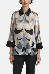 BALDANZA BLACK SILK SATIN SHIRT