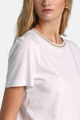BALEARICA WHITE LUREX-DETAIL T-SHIRT