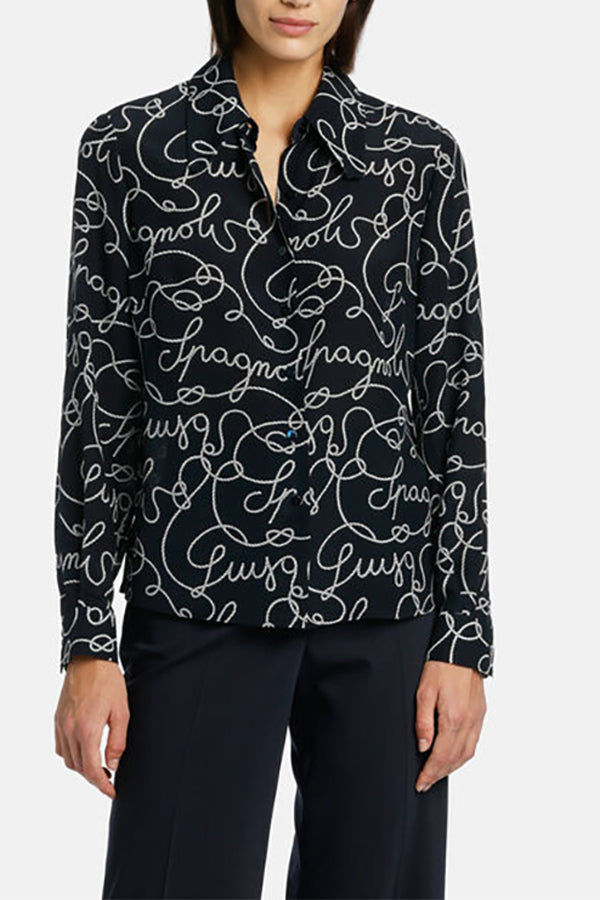 BALESTRA LS SIGNATURE PRINTED SILK BLOUSE