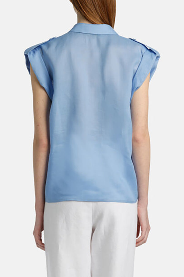 BANCHIERE CELESTE BLUE RAMIE SHIRT