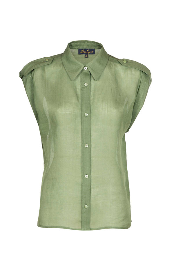 BANCHIERE KHAKI RAMIE SHIRT