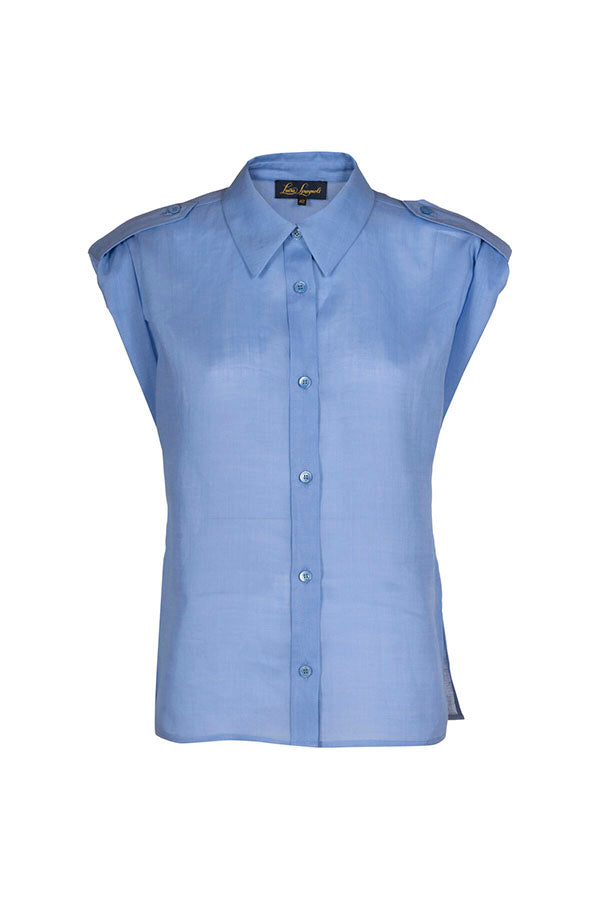 BANCHIERE CELESTE BLUE RAMIE SHIRT