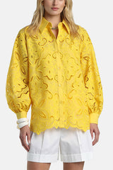 BARTOLO YELLOW BRODERIE ANGLAISE SHIRT