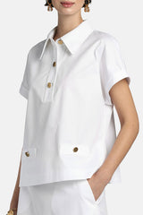 BASSISTA WHITE GOLD BUTTONS BLOUSE