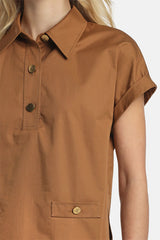 BASSISTA TABACCO GOLD BUTTONS BLOUSE