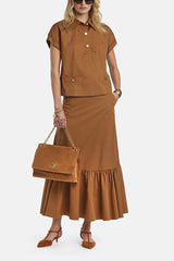 BASSISTA TABACCO GOLD BUTTONS BLOUSE